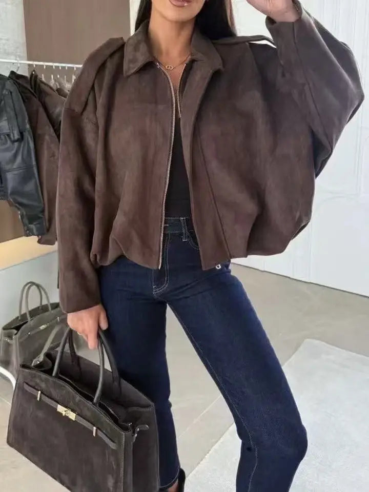 Veste large en suédine